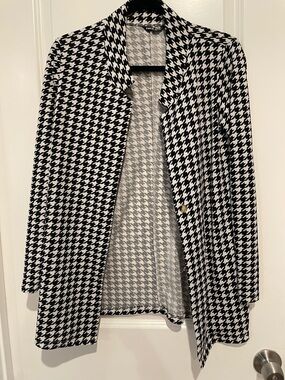 SHEIN Black & White Houndstooth Blazer Jacket